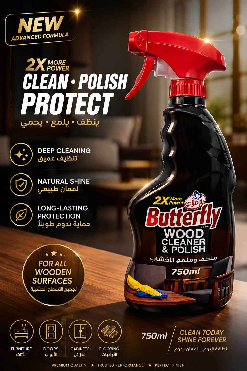 لا تتعب نفسك بكل المنظفات… اختار الصح 😉🧼

 ✨ منتجات **شركة آفاق الديار**\
 🦋 منظفات **Butterfly**\
 ⭐ منظفات **Euro Plus**

 كلشي تحتاجه للنظافة والترتيب، بجودة تخليك تعتمد عليها كل مرة ❤️

 💥 تنظيف أقوى\
 ✨ لمعان أحلى\
 🌸 ريحة منعشة\
 🏠 ونتيجة تفرحك من أول استخدام!

 لا تخلي النظافة تصير شغلة متعبة 😍

#مندوب_كرخ_الشمالي_***********

نص مكتوب في الصور:
- Butterfly العناية بالمنزل العناية بالملابس
- Butterfly
- يوروبلس URUPLUS سائل غسيل الملابس نظافة عميقة .. عطر يدوم طويلاً جودة عالمية PREMIUM QUALITY نظافة فائقة Deep Clean عطر منعش Long Lasting Fragrance يحافظ على الألوان Color Protect يذوب سريعاً Fast Dissolving لطيف على اليدين Gentle on Hands 6 KG توفير أكبر للغسالات الأوتوماتيك For Automatic Machines وللغسيل اليدوي For Hand Wash سهل الاستخدام Easy to Use بعطر الربيع Spring Fresh
- FOR THE BLACK YOU LOVE للعناية بالفخامة واللون الأسود Deep Black Protection حماية اللون الأسود Fabric Care Formula تركيبة للعناية بالأقمشة Long Lasting Fragrance عطر يدوم طويلاً PREMIUM QUALITY INTERNATIONAL STANDARD EFFECTIVE CLEANING تنظيف فعال PROTECTS FABRIC يحمي الأقمشة KEEPS BLACKS LOOKING NEW يحافظ علي الأسود كالجديـد BLACK IS NOT JUST A COLOR, IT'S A STATEMENT
- NEW ADVANCED FORMULA 2X MORE POWER CLEAN - POLISH PROTECT ينظف . يلمع . يحمي DEEP CLEANING تنظيف عميق NATURAL SHINE لمعان طبيعي LONG-LASTING PROTECTION حماية تدوم طويلاً FOR ALL WOODEN SURFACES لجميع الأسطح الخشبية 750ml CLEAN TODAY SHINE FOREVER نظافة اليوم... لمعان يدوم FURNITURE الأثاث DOORS الأبواب CABINETS الخزائن FLOORING الأرضيات PREMIUM QUALITY TRUSTED PERFORMANCE PERFECT FINISH
- 2X More Power Butterfly Freshness المزيل الشامل نظافة تدوم... على كل الأسطح POWERFUL CLEANING تنظيف قوي وفعال BRILLIANT SHINE لمعان يدوم طويلاً FRESH FRAGRANCE عطر منعش يدوم مثالي لجميع أسطح منزلك 2X More Power Butterfly Freshness المزيل الشامل فائق القوة ينظف، يلمع ويعطر 750 ml. المطابخ KITCHENS الحمامات BATHROOMS الأثاث FURNITURE الأرضيات FLOORS نظافة .. لمعان .. عطر منعش كل يوم!
- بور جل نظافة تدوم طويلاً تنظيف فائق لمعان يدوم طويلاً فعالية عالية نتائج احترافية نظافة عميقة حماية من الترسبات انتعاش يدوم طويلاً
- HD
- نظافة عميقة وانعاش يدوم
- تركيبة متطورة • رغوة عالية • حماية للألوان