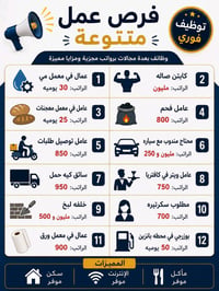 🔥 فرص عمل جديدة داخل بغداد 🔥  إذا تبحث عن شغل أو تعرف شخص محتاج وظيفة،...