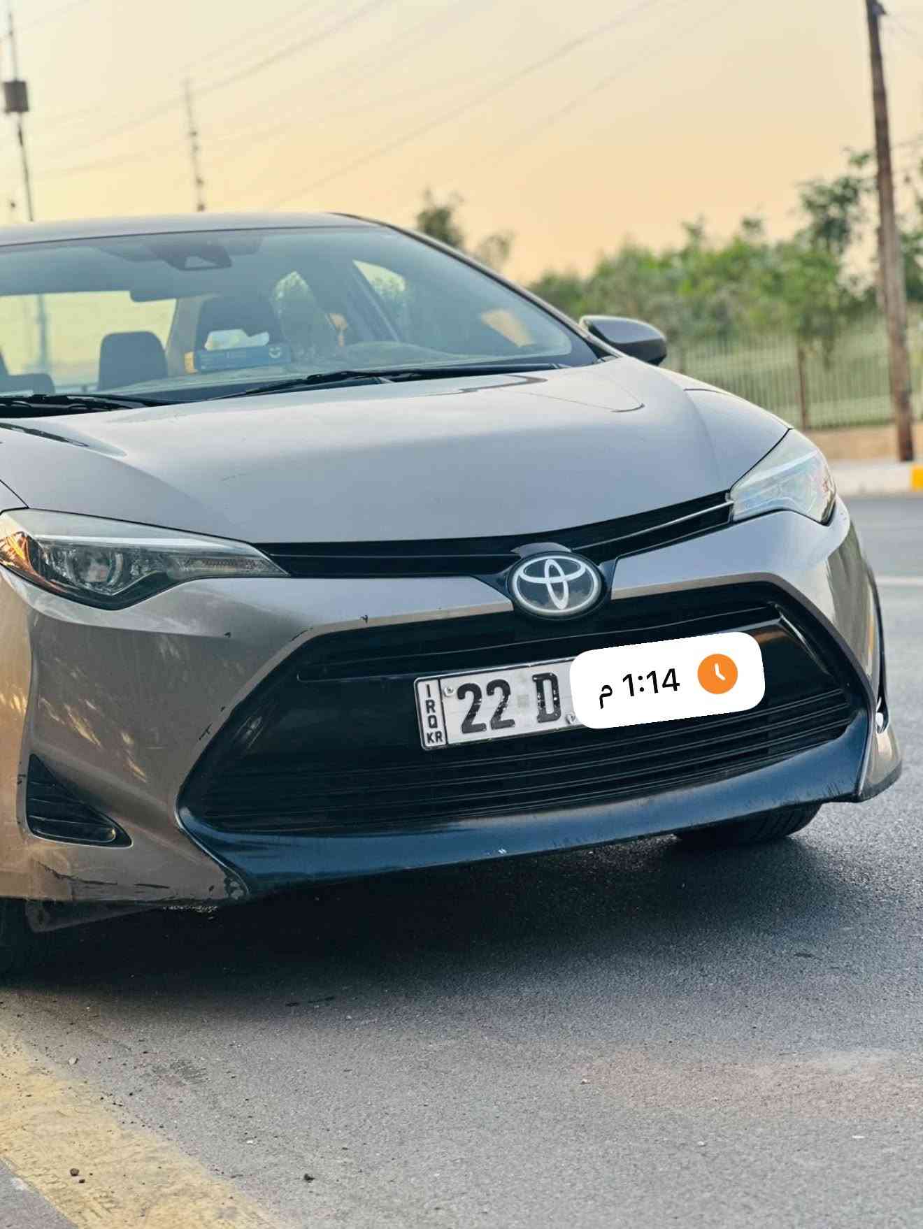 السلام عليكم
كورلا موديل 18 أمريكي حادث باب واحد 
وبالعراق ٣قطع صبغ فقط بدون تبديل ليبل واحد 1️⃣ السياره جاهزه من كلشي رقم أربيل الجديده تريد تحويل او وكاله 
المواصفات 
معرفه تحكم ستيرن 
رادار جانبي
باتري جديد 
ملاحظه نقص اذان الاماميه فقط 
للاتصال اكثر ع الرقم 
لان مكلف بالنشر  مكاني بغداد الامين الثانيه
***********
السعر جدا مناسب 94 وبيه مجال بسيط

نص مكتوب في الصور:
- 1:14 م