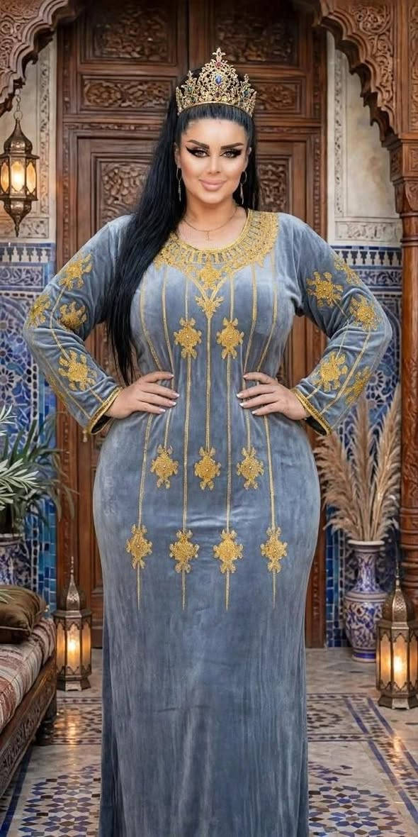 دشداشة شتوي • قديفة ارنبى • تطريز ستراس