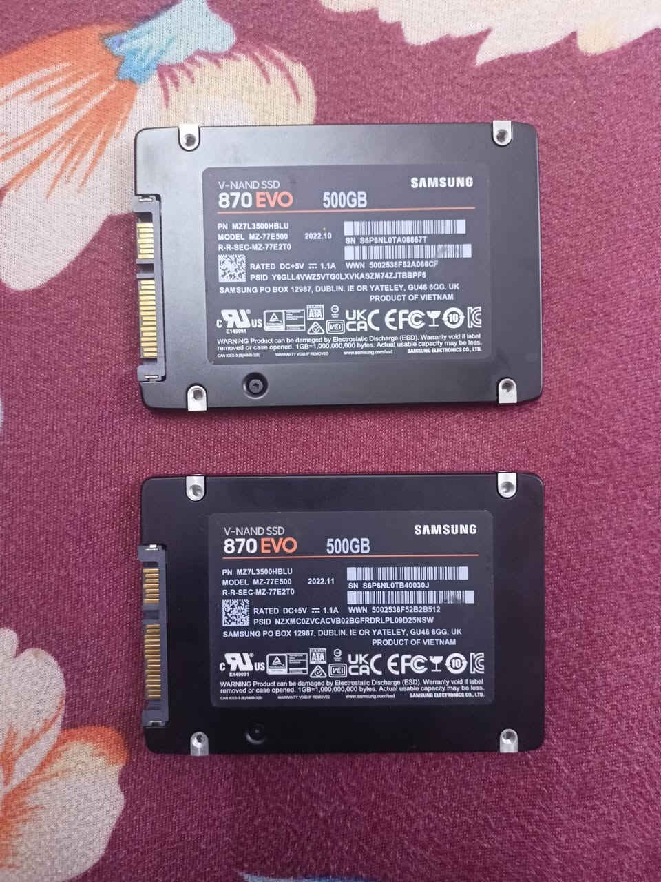 حجم 500 عدد 2 نوع SSD سامسونك اصلي علفحص السعر 75  الف قفل قفل مكاني الحسينية مال الراشدية لا يوجد توصيل***********
