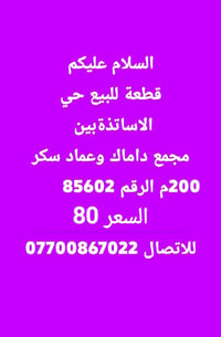 قطعة • ٢٠٠م • حي الاساتذة