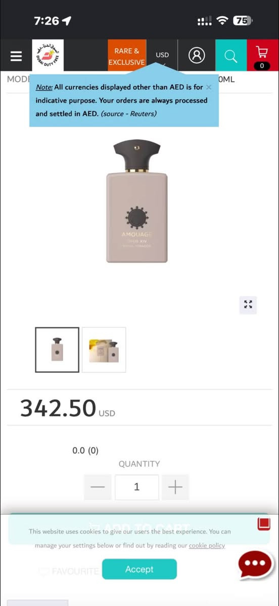 السلام عليكم عندي عطر امواج (AMOUAGE
OPUS XIV
ROYAL TOBACCO )
اصلي من سوق الحره استخدام ست رشات فقط 

سعر الجديد هسه 342$ وتكدر تتاكد من الاسعار

 اني عارضه ب ٣٢٠$ المهتم بشراء يراسلني واتساب
وبيه مجال
هذا رقمي ***********
