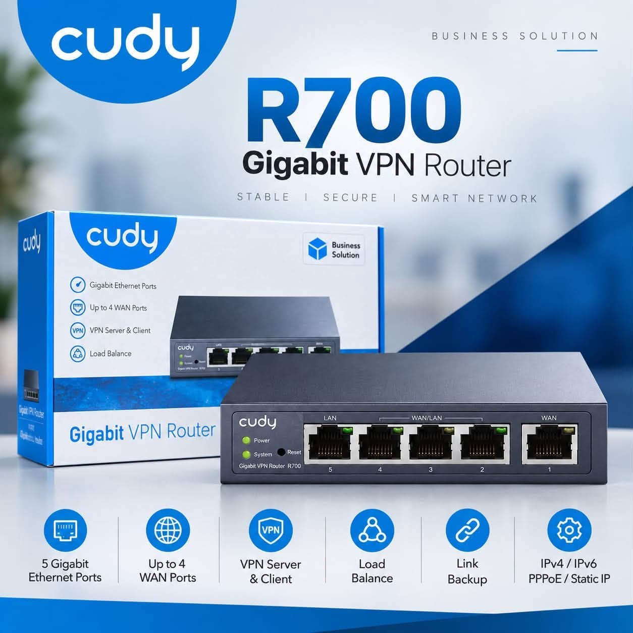 Cudy R700 load palance

توفررر بسعر مناسب جديد 
 
للحجز والاستفسار واتساب *********** او مراسلة الخاص
كذلك متوفر كافة مواد واجهزة  الانترنيت كذلك متوفر كافة مواد واجهزة  الانترنيت

نص مكتوب في الصور:
- cudy BUSINESS SOLUTION R700 Gigabit VPN Router STABLE | SECURE | SMART NETWORK 5 Gigabit Ethernet Ports Up to 4 WAN Ports VPN Server & Client Load Balance Link Backup IPv4 / IPv6 PPPoE / Static IP