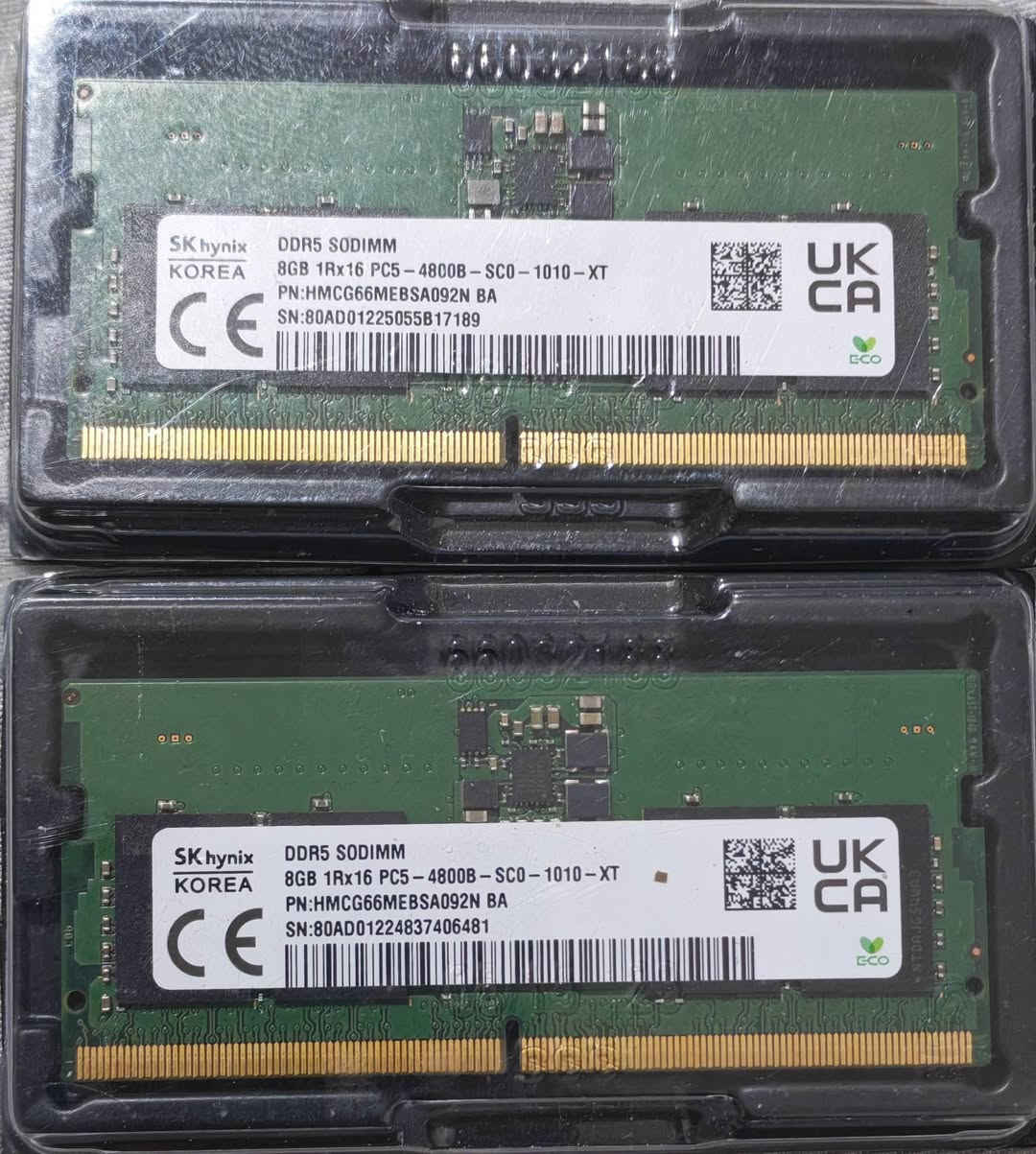 Ram labtop ddr5 skhynix 4800
8gb pc5 4800

sk hynix

قطعتين كل وحدة سعرها 80000

DDR5 SODIMM

8GB 1Rx16 PC5-4800B-SCO-1010-XT

PN:HMCG66MEBSA092N BA

SN:80AD01224837406481

رقم واتساب ***********
