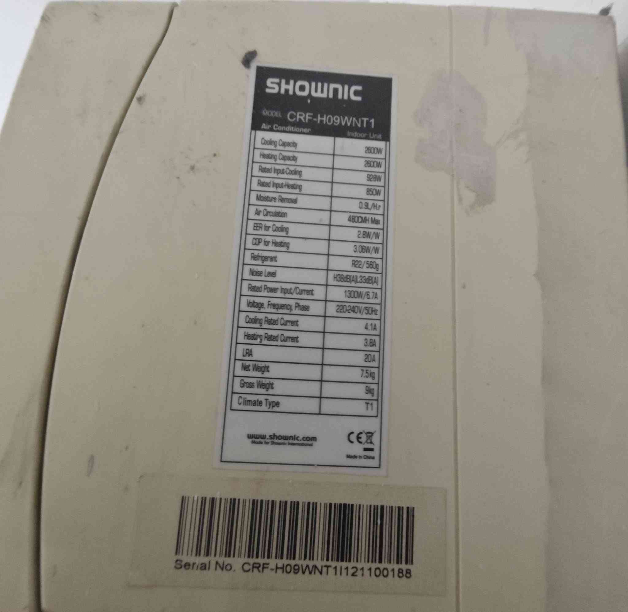 سلام عليكم
للبيع سبلت (SHOWNIC) 1 طن (تكييف وتدفئة) 
الموديل: CRF-H09WNT1
السعة: 1 طن (9000 BTU / 2600W)
النظام: حار / بارد (Cooling & Heating)
الحالة: مستعمل بنظافة جيدة وشغال على الفحص
المرفقات: [قطعه داخليه و خارجيه و انابيب الاصليه ]
السعر المطلوب: [230 الف بي مجال بشكل بسيط]
المكان بغداد حي الخضراء 
للتواصل: [ *********** ]
