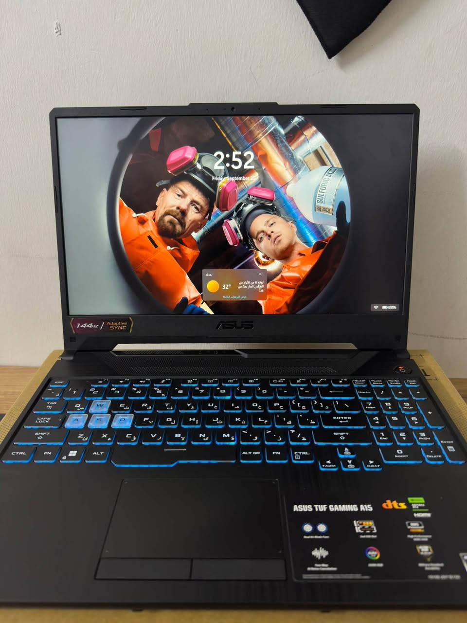 لابتوب للبيع 

Asus tuf gaming a15 

R5 7435hs 

Rtx 3050 4gb 

16gb ram ddr5 

512gb m.2 

15.6 fhd 144hz 

نظافة ١٠٠٪؜ 
سعره مليون و بيه مجال بسيط 
موجود توصيل 

*********** واتس

نص مكتوب في الصور:
- Settings Find a setting System > About Processor AMD Ryzen 7 7435HS 3.10 GHz Installed RAM 16.0 GB Speed: 4800 MT/s Graphics card 4 GB NVIDIA GeForce RTX 3050 Laptop GPU Storage 477 GB 282 GB of 477 GB used Home System Bluetooth & devices Network & internet Personalization Apps Accounts Time & language Gaming Accessibility Privacy & security Windows Update DESKTOP-CBHVMQI ASUS TUF Gaming A15 FA506NCR_FA506NCR Rename this PC Device info Copy Device name DESKTOP-CBHVMQI Processor AMD Ryzen 7 7435HS (3.10 GHz) Installed RAM 16.0 GB (15.8 GB usable) Graphics card NVIDIA GeForce RTX 3050 Laptop GPU (4 GB) Storage 282 GB of 477 GB used Device ID A1267BAD-F20B-4760-87AF-D8E4A5C8A387 Product ID 00330-52596-10403-AAOEM System type 64-bit operating system, x64-based processor Pen and touch No pen or touch input is available for this display Related links Domain or workgroup System protection Advanced system settings Windows info Copy Search ENG 2:54 PM 9/25/2026 144HZ / Adaptive SYNC