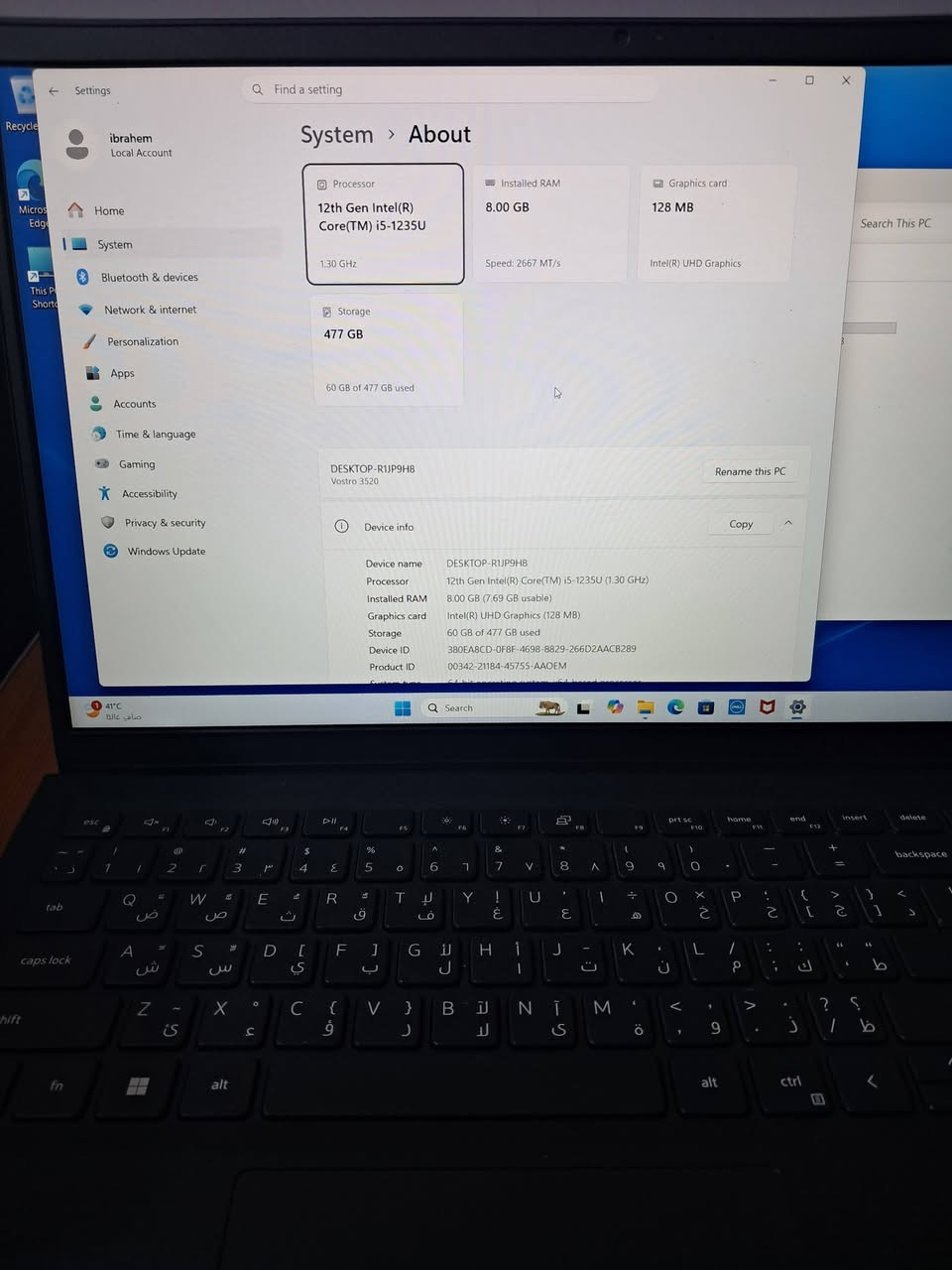 السلام عليكم
Dell vostro 3520 

core i5

Gen 12

ssd 512g

Ram 8g

كرت شاشة داخلي مدمج 

حجم الشاشة 15.6 بوصة

استخدام 6 اشهر فقط شرط كصيته من السعودية

نظافة 97%

شاحن اصلي مع الحقيبة 

مناسب جدا للاعمال المكتبية والمحاسبين والشركات 

 

مكاني بغداد الدورة 

السعر 670 الف

التواصل خاص او واتساب ***********
