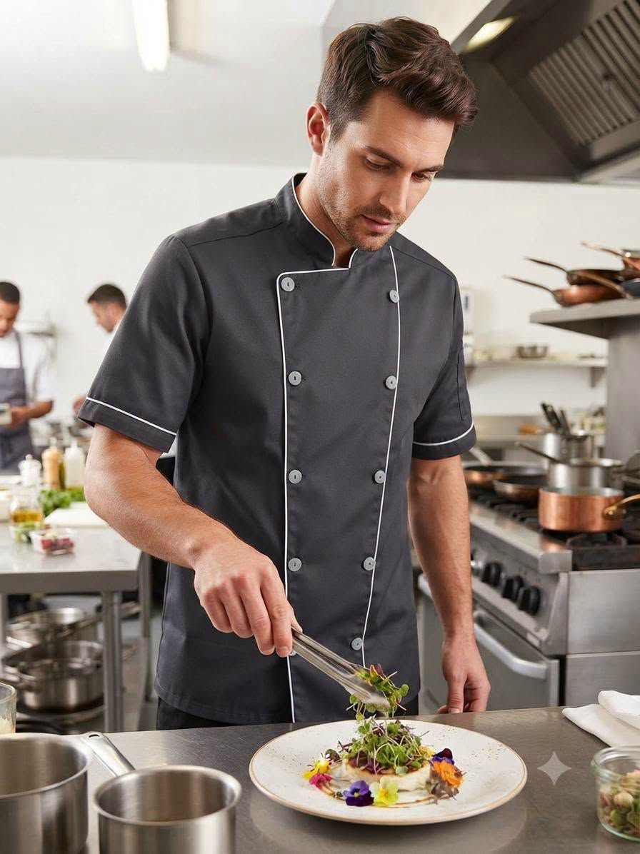رجعنالكم من جديد بأجمل وأرقى موديلات يونيفورم المطاعم والكافيهات 👨‍🍳🔥
​توفرت عدنا تشكيلة مميزة تجمع بين الأناقة والراحة لعملكم:
​قمصان مطاعم: متوفرة (ردن ونص ردن)
​المستلزمات: مريلة، طاقية، وزرة، وتيشرتات نص ردن
​الزي العمال: سكراب قطعتين للعمال 
​البچامات: متوفرة بلون أسود وباقي الموديلات ✌️
​الأحذية: سليبر طبي رجالي لراحة أطول أثناء العمل 👟
​🧵 خدمة التطريز متوفرة (لتثبيت شعار أو اسم مطعمكم بكل إتقان).
​🎁 عروض خاصة: في حال أخذتو سيت كامل، يحق لكم تخفيض خاص 🩵
​📏 القياسات المتوفرة: S / M / L / XL / XXL / 3XL
​🚚 خدمة التوصيل:
​بغداد: 5 آلاف
​المحافظات: 5 آلاف
​للطلب والحجز يرجى مراسلة الصفحة أو مراسلتنا واتساب حصراً:
📱 ***********
​#مطعم #شيف #فنادق #يونيفورم #ملابس_مطاعم #تطريز_شعار #مطاعم_بغداد #ملابس_عمل #تجهيزات_مطاعم #زي_موحد #كافيهات_بغداد #مريلة_شيف #سكراب_عامل

نص مكتوب في الصور:
- KHAZRA KHAZRA KHAZRA KHAZRA KHAZRA KHAZRA KHAZRA KHAZRA