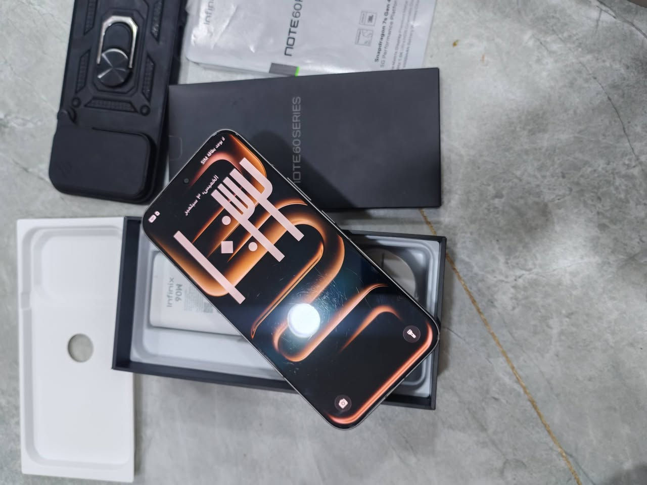 السلام عليكم
انفنكس نوت 60 برو 5G

نسبه البطاريه 100

استخدام اسبوع فقط

 بعده بلزقه الشركه

نظافه 100%

   أداء قوي وتصميم فخم 🧡

📱 المواصفات:
⚡ المعالج: Snapdragon 7s Gen 4 5G
💾 الذاكرة الداخلية: 256GB
🧠 الرام: 8+8
📶 يدعم شبكة 5G
📸 كاميرا خلفية بدقة عالية مع OIS
📺 شاشة AMOLED بمعدل تحديث عالي 144 هريتز 
🔋 بطارية بسعة كبيرة 6500
⚡ شحن سريع 90 w
🔊 سماعات ستيريو

السعر 450 قفل قفل

للعلم سعر الجديد 550

للاستفسار اتصل
***********

