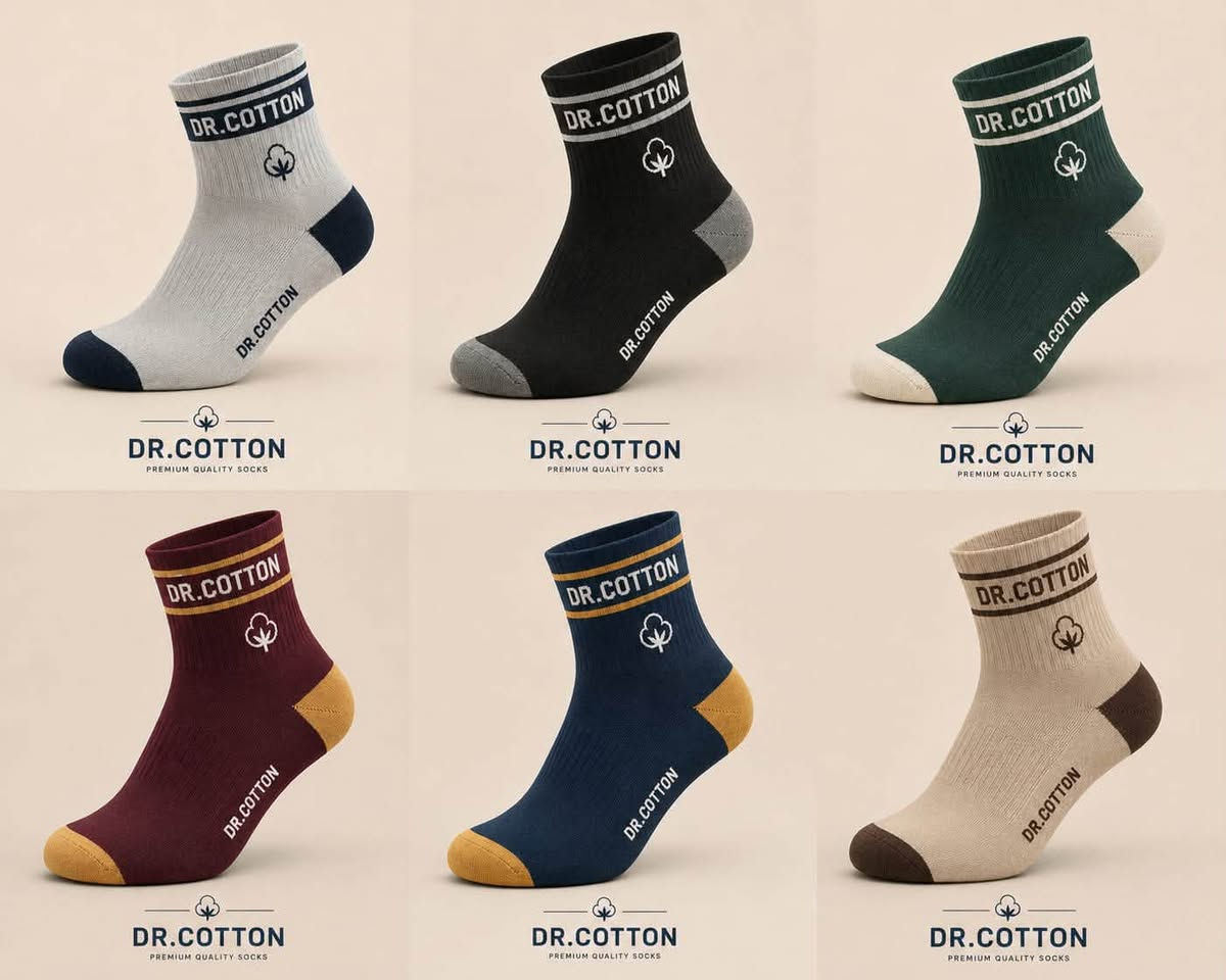 شغل جديد نشاءالله بسم دكتور فطن 
خانقين حمودي دبي ***********
@أبرز المعجبين

نص مكتوب في الصور:
- DR.COTTON
- PREMIUM QUALITY SOCKS