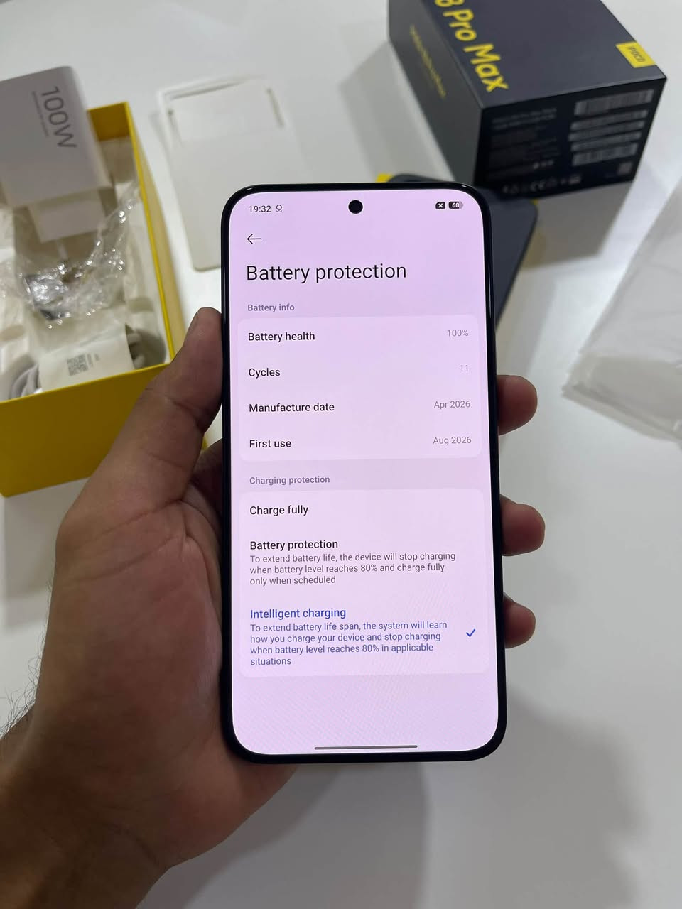 Poco X8 Promax😍
512G👍🏻
Rom:12👌🏻

تەنها 11 جار شەحن کراوە و پاتری 100🔋💯

پاکەت و کەڤەر و شەحنی خۆی لەگەڵە👌🏻

%100 پاکە و حسابکە لۆکە💯

تەنها(730,000)🔒

بۆ ئاگاداریتان نرخی شەریکە (860,000)❤️

نص مكتوب في الصور:
- 19:32 68 Battery protection Battery info Battery health 100% Cycles 11 Manufacture date Apr 2026 First use Aug 2026 Charging protection Charge fully Battery protection To extend battery life, the device will stop charging when battery level reaches 80% and charge fully only when scheduled Intelligent charging To extend battery life, the system will learn how you charge your device and stop charging when battery level reaches 80% in applicable situations