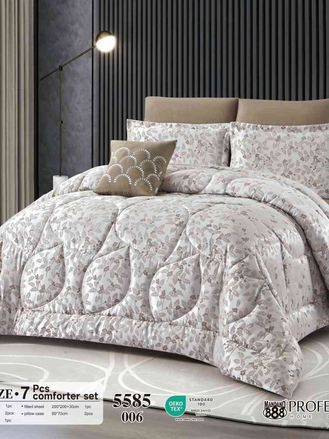 جديد وحصري ل مجمع wana/مفروشات الفردوس
لحاف نفرين 7 قطعة Jacquard ثقيل گيج القماش OEKOTEX
قياس لحاف/ 240+260 King size
قياس شرشف/ 200+200+30 
2 عدد وجه مخدة/ 50+70 Solid 
2 عدد وجه مخدة/ 50+70+5 A 
1 عدد وجه كوشة/ 45+45 embroid
***********
للحجز والاستفسار والتوصيل
#العراق #مفروشات #اثاث #زفاف #اعراس

نص مكتوب في الصور:
- ZE- 7 Pcs comforter set 1pc • fitted sheet 200*200+30cm 1pc 2pcs • pillow case 50*70cm 2pcs 1pc 5585 006 OEKO TEX STANDARD 100 SH025 244155 TESTEX www.oeko-tex.com MANDAND 888 HOME PROFE
- ZE 7 Pcs comforter set 1pc • fitted sheet 200*200+30cm 1pc 2pcs • pillow case 50*70cm 2pcs 1pc 5585 005
- ZE 7 Pcs comforter set 1pc fitted sheet 200*200+30cm 1pc 2pcs pillow case 50*70cm 2pcs 1pc 5585 004 STANDARD 100 SH025 244155 TESTEX www.oeko-tex.com
- 7 Pcs comforter set 1pc fitted sheet 200*200+30cm 1pc 2pcs pillow case 50*70cm 2pcs 1pc 5585 003 OEKO TEX STANDARD 100 SH025 244155 TESTEX www.oeko-tex.com MANDAND 888 HOME PROFE
- ZE • 7 Pcs comforter set 1pc • fitted sheet 200*200+30cm 1pc 2pcs • pillow case 50*70cm 2pcs 1pc 5585 002
- ZE 7 Pcs comforter set 1pc fitted sheet 200*200+30cm 1pc 2pcs pillow case 50*70cm 2pcs 1pc 5585 001 OEKO TEX STANDARD 100 SH025 244155 TESTEX www.oeko-tex.com MANDANO 888 HOME PROFE
- 7 Pcs comforter set 1pc • fitted sheet 200*200+30cm 1pc 2pcs • pillow case 50*70cm 2pcs 5585 006 STANDARD 100 OEKO TEX