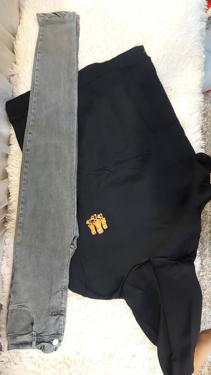 قطعتين • بنطلون جنز • سوت بلاش