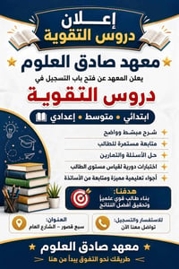 يعلن معهد صادق العلوم عن بدأ التسجيل للعام الدراسي الجديد، لاستقبال ال...