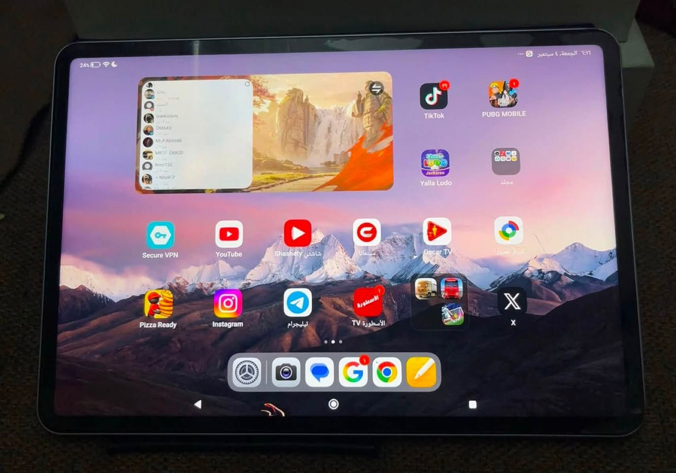 📱 للبيع Xiaomi Pad 7 (شاومي باد 7 )

🔹 الجهاز: Xiaomi Pad 7
🔹 الرام: 8GB
🔹 الذاكرة: 512
🔹 المعالج: Snapdragon 7+ Gen 3
🔹 الشاشة: 11.2 إنچ – دقة 3.2K – 144Hz
🔹 البطارية: 8850mAh عملاقة .
🔹 الشحن: 45W
🔹 أربع سماعات ستيريو 🔊
🔹 الجهاز سريع جداً ومناسب للألعاب، الدراسة، الأفلام والاستخدام اليومي.

ملاحظة ❗️ الشاشة بيهه فطر خط فقط بسيط ممبين اله تشلع اللزكة 

✅ الجهاز نظيف 
✅ استخدام شخصي
✅ بدون أي مشاكل
✅ الشاشة واللمس ممتازة
📦 مع ملحقاته/الكارتونة فقط 

💰 السعر: 290 الف دينار 
📍 المكان: بغداد الدورة 
📞 للتواصل: ***********

، والفحص أمام المشتري . الجديد دينباع ب500 الف بسبب مواصفاته العالية . بس دابيعه بهذا السعر لان وكع مني. شاشة صار بيهه خط ابد مماثرة متبين
