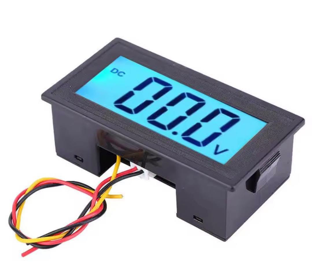 فولتميتر رقمي • شاشة LCD زرقاء • ثلاثي الأسلاك