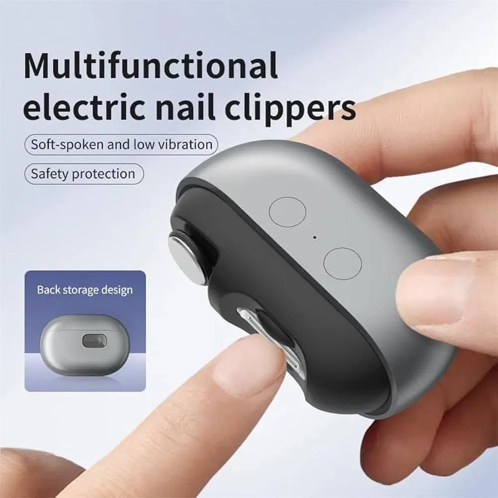 مقص لقص وبرد الأظافر بسهولة وأمان دون أي مجهود 
السعر 7 الف

نص مكتوب في الصور:
- Multifunctional electric nail clippers Soft-spoken and low vibration Safety protection Back storage design
- Nail Dust Storage No splash Cleaner
- New Comfort for Tender Hands Nail clipping for children Safer Nail repair made easy Elderly manicure made easy