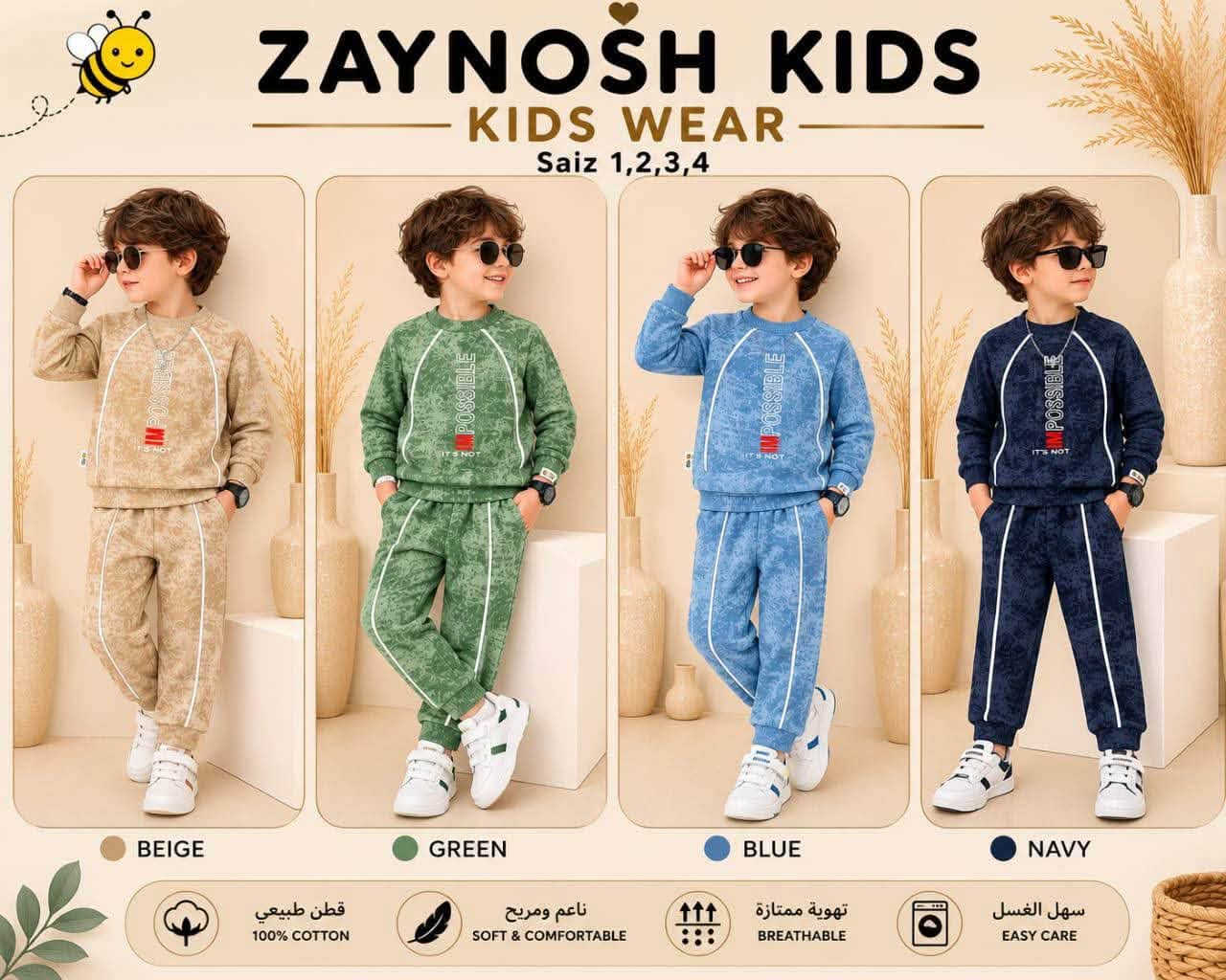 تراك ولادي  شتائي مبطن
قطني مصري 
قياس 1/4 سنة 
سعر الدرزن 80 الف

نص مكتوب في الصور:
- ZAYNOSH KIDS KIDS WEAR Saiz 1,2,3,4 YEŞİL KİREMİT GRİ MAVİ %100 PAMUK YUMUŞAK DOKU NEFES ALAN KUMAŞ MAKİNADA YIKANABİLİR
- ZAYNOSH KIDS KIDS WEAR Saiz 1,2,3,4 BEJ KİREMİT GRİ YEŞİL %100 PAMUK YUMUŞAK DOKU NEFES ALAN KUMAŞ MAKİNADA YIKANABİLİR
- ZAYNOSH KIDS KIDS WEAR Saiz 1,2,3,4 GRİ KİREMİT BEJ YEŞİL %100 PAMUK YUMUŞAK DOKU NEFES ALAN KUMAŞ MAKİNADA YIKANABİLİR
- ZAYNOSH KIDS KIDS WEAR Saiz 1,2,3,4 BEIGE BLUE GREEN NAVY قطن طبيعي 100% COTTON ناعم ومريح SOFT & COMFORTABLE تهوية ممتازة BREATHABLE سهل الغسل EASY CARE
- ZAYNOSH KIDS - KIDS WEAR - Saiz 1,2,3,4 GREEN BLUE BEIGE NAVY قطن طبيعي 100% COTTON نعومة فائقة EXTRA SOFT تهوية ممتازة BREATHABLE غسيل آمن SAFE WASH
- ZAYNOSH KIDS KIDS WEAR Saiz 1,2,3,4 رمادي بني أزرق مينت
- ZAYNOSH KIDS
- — KIDS WEAR —
- Saiz 1,2,3,4
- GREEN
- NAVY
- BLUE
- BEIGE
- قطن طبيعي
- 100% COTTON
- نعومة فائقة
- EXTRA SOFT
- تهوية ممتازة
- BREATHABLE
- غسيل آمن
- SAFE WASH
- ZAYNOSH KIDS KIDS WEAR Saiz 1,2,3,4 BEIGE GREEN BLUE NAVY قطن طبيعي 100% COTTON ناعم ومريح SOFT & COMFORTABLE تهوية ممتازة BREATHABLE سهل الغسل EASY CARE
- ZAYNOSH KIDS KIDS WEAR Saiz 1,2,3,4 أسود زيتي بني أوف وايت نعومة فائقة راحة طوال اليوم تهوية مثالية تحافظ على انتعاش الطفل ناعمة وصديقة للبشرة لطيفة على بشرة طفلك سهل الغسل لا يتغير اللون أو الشكل