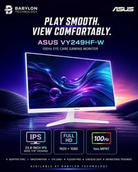 شاشة ASUS VY249HF‑W • ٢٣٫٨ إنش • ١٠٠Hz