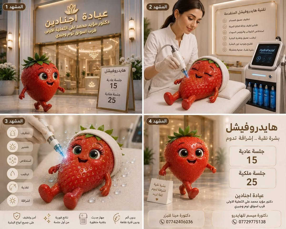 السلام عليكم ورحمة الله وبركاته 🌸
يسرّنا إعلامكم بأنه يتوفر لدينا جهاز الهايدروفيشيل بأفضل الأسعار مع عروض خاصة بمناسبة الافتتاح. ✨
كما تتوفر جلسات الليزر مع خصومات وعروض مميزة لفترة الافتتاح.
📍زورونا الثعالبة الاولى شارع جامع العطاء عيادة اجنادين دكتور مؤيد محمد علي قرب اسواق توم وجيري
رقم حجز جهاز الهايدروفيشيل ***********
رقم حجز جهاز الليزر ***********
أهلًا وسهلًا بكم دائمًا.
