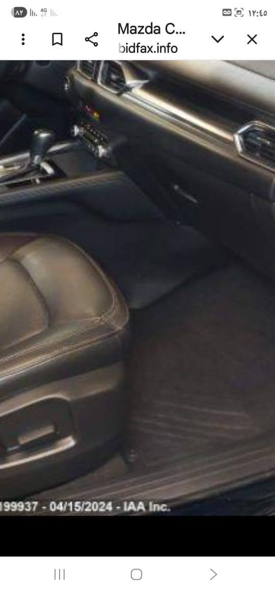 🚘 للبيع مازدا CX-5 فول مواصفات
🔹 الموديل: 2023
🔹 السعر: 165 مليون
🔹 الموقع: ديالى – بعقوبة – المفرق
🔹 المواصفات: محرك 2.5 لتر، دفع رباعي، ناقل حركة أوتوماتيك، فتحة سقف، مقاعد جلد، شاشة وسطية، كاميرا خلفية، حساسات أمامية وخلفية، تشغيل بصمة، دخول ذكي، تحكم بالمقود، مثبت سرعة، تكييف أوتوماتيك، إضاءة LED، جنوط ألمنيوم، أنظمة أمان متطورة.
🔹 للاستفسار والاتصال: *********** 📞

✨ سيارة نظيفة وفول مواصفات، الضرار في الصوره

نص مكتوب في الصور:
- Mazda C...
- bidfax.info
- 99937 - 04/15/2024 - IAA Inc.
- 199937 - 04/15/2024 - IAA Inc.