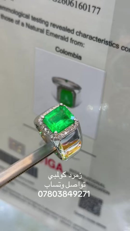 #زمردکلمبیا #صياغة_ومجوهرات_معرض #فدك_للأحجار_الكريمة . معرض فدگ. النجف الاشرف. صياغة المبدع سيد حجة  وزن الحجر 5.21 قيراط  .. سعر القيراط 1700$. المجموع  8850$ دولار  . خاتم  من حجر الزمرد كولمبيا  مطعم الماس موديل ايطالي  شهادته مختبر عالميه IGA العراق_السعودية_قطر_الامارات_الكويت_البحرين_اليمن ع الواتساب *********** . التوصيل مجانا لجميع محافظات العراق ———#زمردکلمبیا #ياقوت 
