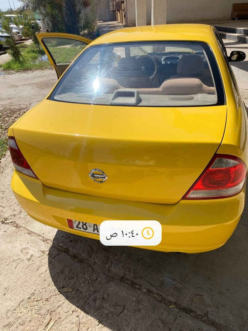 نوع السيارة: نيسان صني
الموديل: 2007

اللون: أصفر

التسجيل: نجف (مشروع وطني)، السيّارة باسمي ومصفرة بالكامل من الهيئة

مكان تواجد السيارة: محافظة واسط

​حالة السيارة والمواصفات:

​البدني: صبغ عام جديد ونظيف.

​التبريد: منظومة تبريد شغالة وبحالة ممتازة.

​الحدادية: مصلحة وجاهزة بالكامل.

​الإطارات: تخم تاير جديد.

​السيارة جاهزة للعمل ومرتبة بالكامل.

للتفاصيل أكثر والاستفسار يرجى الاتصال على الرقم: ***********

نص مكتوب في الصور:
- ١٠:٣٩ ص
- ١٠:٤٠ ص