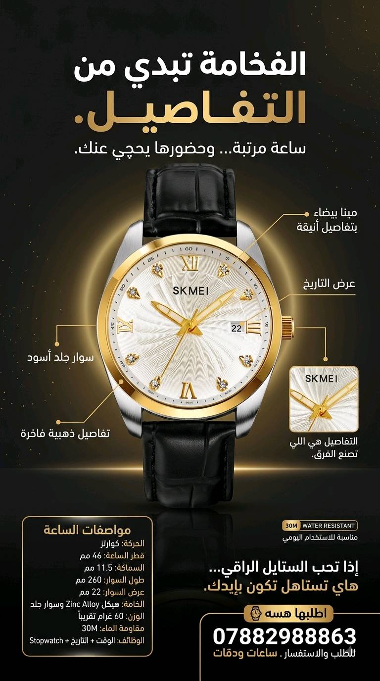 ✨ ساعات وهدايا فخمة (رجالي ونسائي)
🛍️ أرقى الإكسسوارات لأجمل اللحظات
🚚 التوصيل 5 آلاف لكل محافظات العراق
📲 للطلب عبر الواتساب: ***********