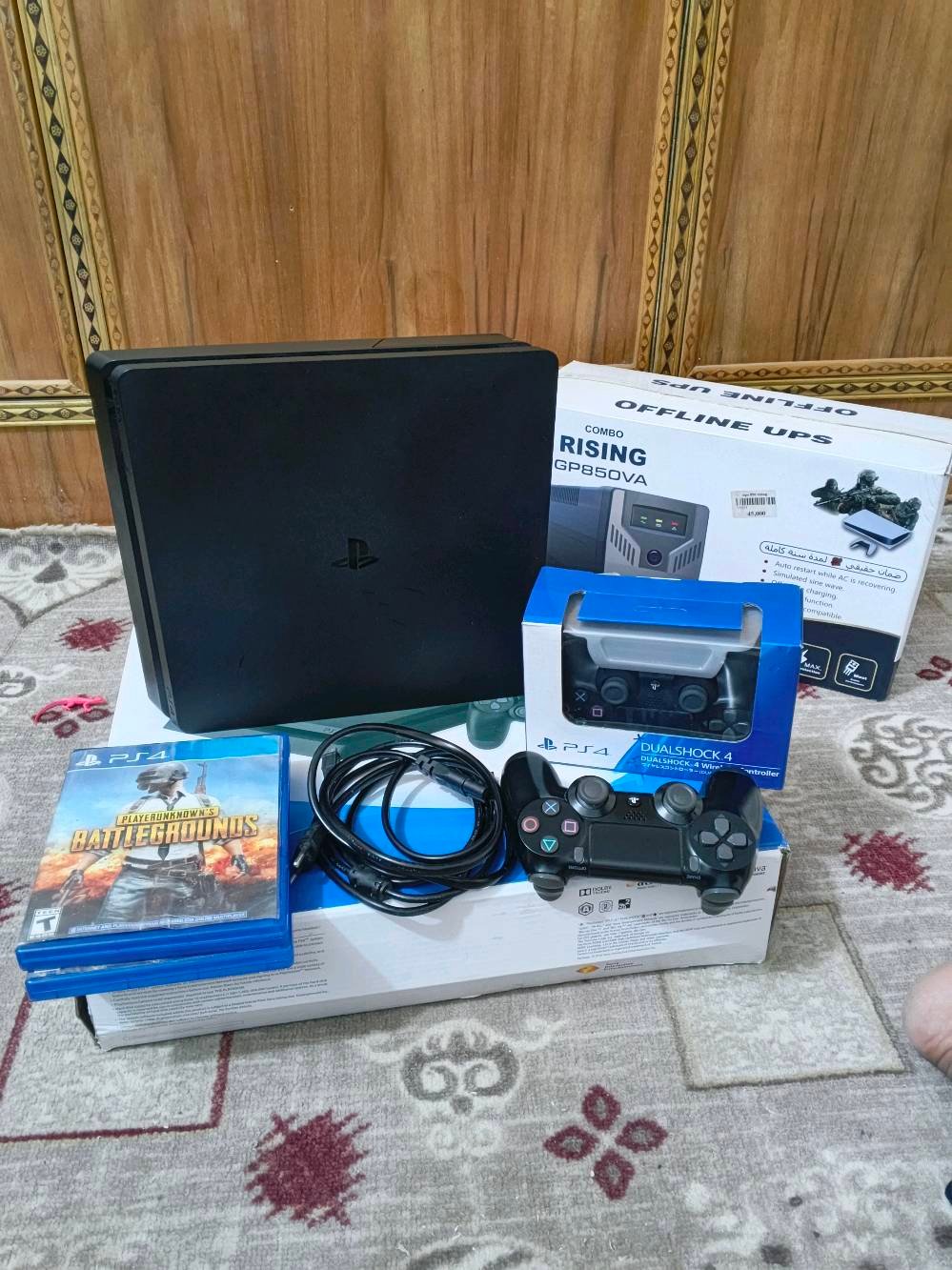 🎮 مرحبا بلاي  4 للبيع 🎮
ذاكرة 512GB
✅ نضيف 100%
✅ مفحوص وجاهز للتشغيل
✅ بضمان
✅ وياه كامل ملحقاته
✅ يدين تحكم
✅ كيبلات الجهاز
✅ لعبة ببجيPUBG
✅ وياه UPS للحماية من انقطاع وتذبذب الكهرباء.  📍 العنوان: بابل المسيب
💰 السعر: _300
📞 الرقم: _واتساب ***********