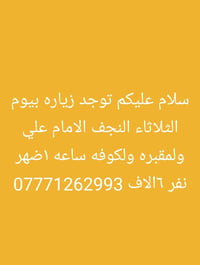 زيارة • النجف الامام علي والكوفيه • الثلاثاء ١ظهر