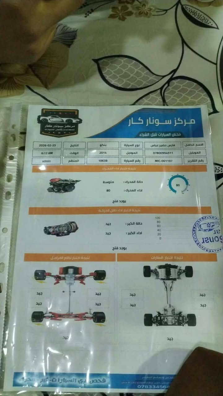 السلام عليكم كيا فحل 2014 رقم ميسان باسمي مشروع وطني مداور ثاني يوم كير مكينه حداديه تخم تاير السياره جاهزه للشغل العنوان نجف ***********
