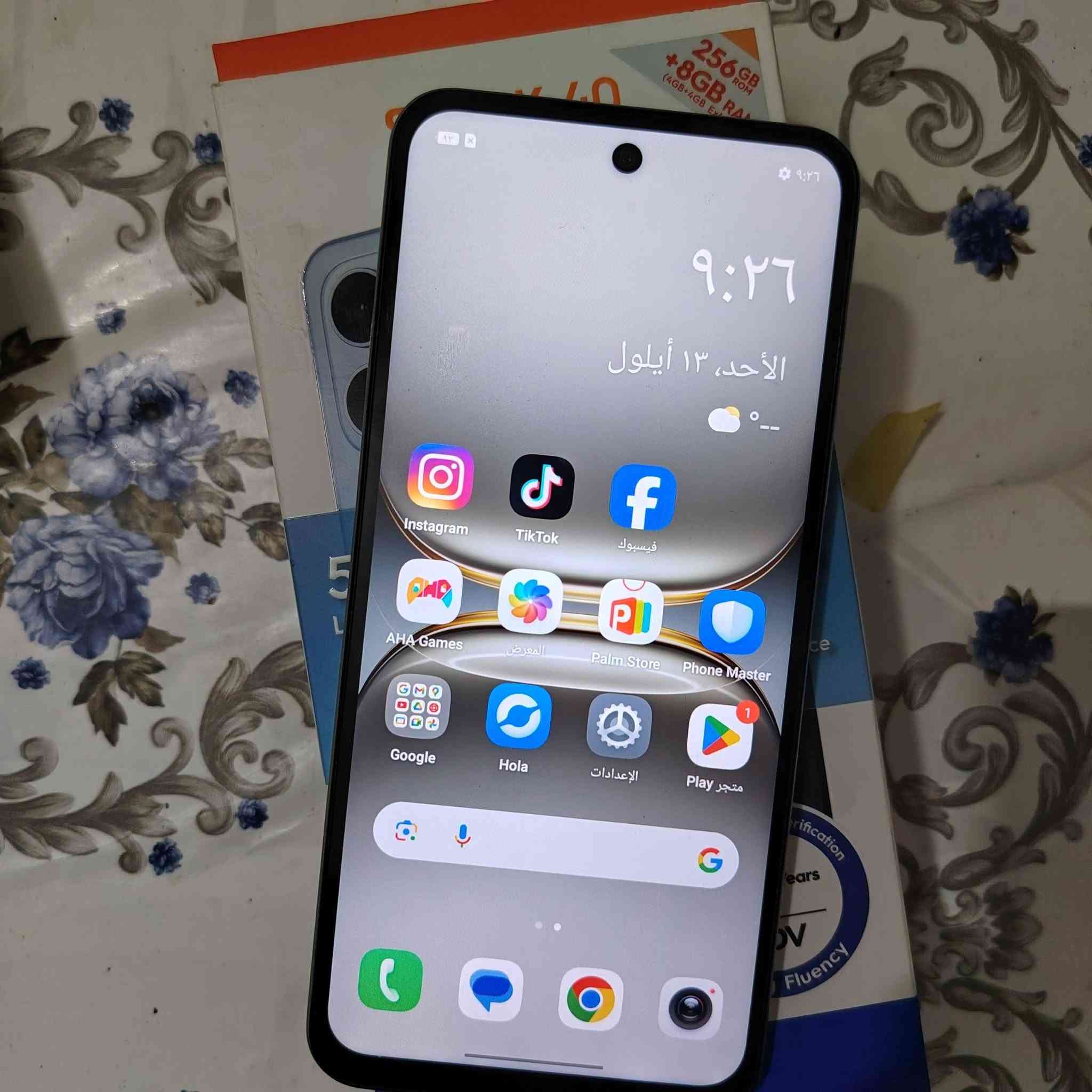 سلام عليكم شباب من رخصه الادمن المحترم تكنو سبارك 40 جديد
📱TECNO SPARK 40📱 اخو لجديد مستخدم شهر واحد ذاكرته 256 🪫بطاريته 5200🪫 عملاقه انسه صرف الشحن ببجي 60 فريم بصمتين وجه واصبع ملحقاته كامله كارتونه وحافضه ولزكه وشاحنه وابره كامل مكمل 💵سعره 130 الف💵 وبي مجال بسيط 

📍مكاني بغداد حسينيه مال راشديه📍 ***********

نص مكتوب في الصور:
- ٩٢%
- لا يتم التشغيل
- بيانات الجوال
- . MB
- مستخدمة اليوم
- +8GB 56GB TECNO SPARK 40 TECNO KM5 Helio G81 4.00 GB+2.00 GB 50M 8M 5200mAh 720x1600 15.1.2 استنادا إلى Android 9:27 هاتفي التحقق من التحديثات اسم الجهاز التخزين ٢٣,٥٢ غ.ب / ٢٥٦ غ.ب الطراز وحدة المعالجة المركزية RAM الكاميرا الخلفية الكاميرا الأمامية البطارية الشاشة إصدار Android 15