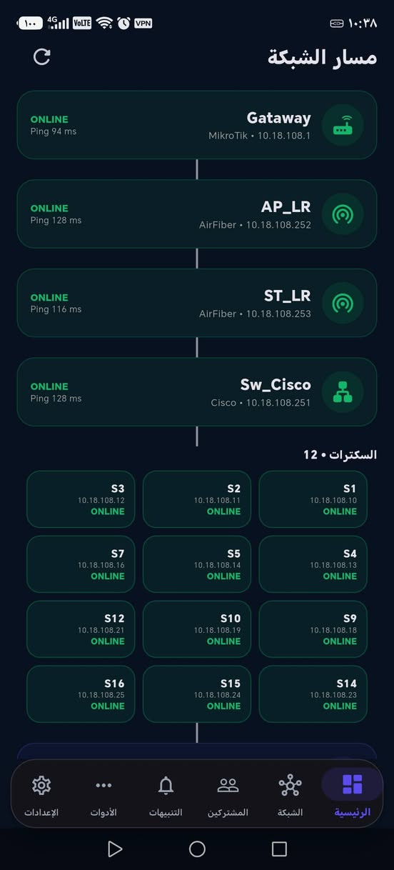 السلام عليكم ورحمة الله وبركاته 
إخوتي الوكلاء 
بعد خبرة دامت اكثر من 15 سنة د في النيتوورك وعملي في شركات الانترنت 
تم انشاء برنامج للاندرويد لإدارة ابراجكم بصورة احترافية لأبعد الحدود وبنفس الوقت كل شيء تلقائي يجيكم من خلال الاشعارات المشكلة ومكانها وكل شيء الي يحب يدزلي رسالة ازوده بالنسخة التجريبية فكرة البرنامج احترافية لإدارة جميع الأجهزة جميع المشاكل من الشركة المجهزة إلى بيت المشترك 

لطلب النسخة
*********** واتساب + تيليگرام
