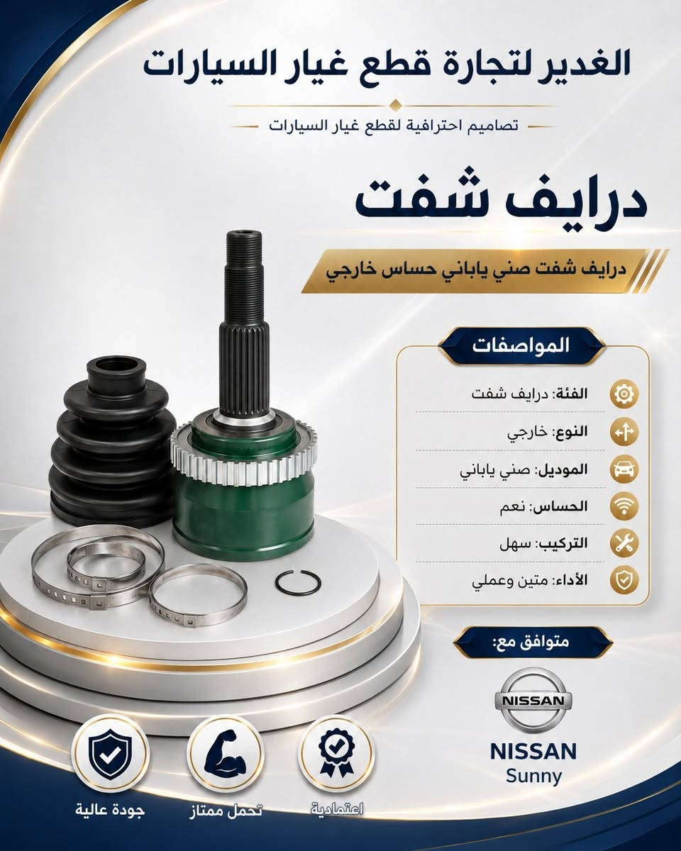 🚗 درايف شفت – جودة وأداء يُعتمد عليه! 🔧

متوفر لدينا درايف شفت بجودة عالية ومواصفات ممتازة.

✅ جودة عالية
✅ تحمل ممتاز
✅ تركيب سهل وأداء عملي

📍 العنوان: النجف الأشرف – حي الحسين، محلات ملعب النجف النادي القديم، شارع مطعم العكاشي / شارع بلدية
📞 للطلب والاستفسار: ***********

الغدير لتجارة قطع غيار السيارات 🚘✨
