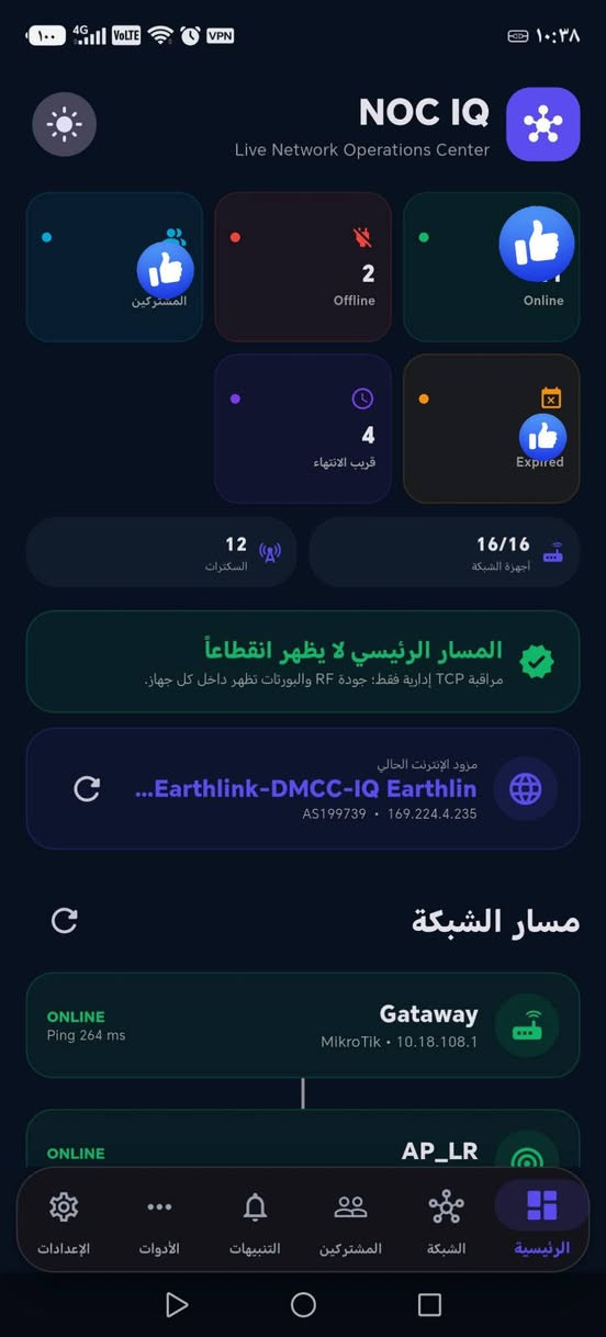 السلام عليكم ورحمة الله وبركاته 
إخوتي الوكلاء 
بعد خبرة دامت اكثر من 15 سنة د في النيتوورك وعملي في شركات الانترنت 
تم انشاء برنامج للاندرويد لإدارة ابراجكم بصورة احترافية لأبعد الحدود وبنفس الوقت كل شيء تلقائي يجيكم من خلال الاشعارات المشكلة ومكانها وكل شيء الي يحب يدزلي رسالة ازوده بالنسخة التجريبية فكرة البرنامج احترافية لإدارة جميع الأجهزة جميع المشاكل من الشركة المجهزة إلى بيت المشترك 

لطلب النسخة
*********** واتساب + تيليگرام
