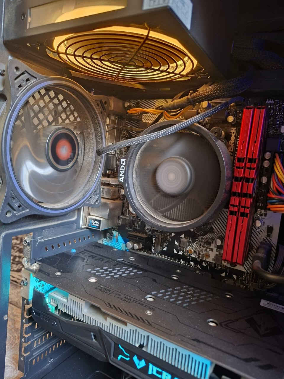 Ram 16 2666 mhz

Cpu ryzen 5 2600

Gpu gtx 1660 s 6gb 3fan

Hard ssd 128 gb 
Hard hdd 1tb

Motherboard b450m

Power 650w رانية, السليمانية
