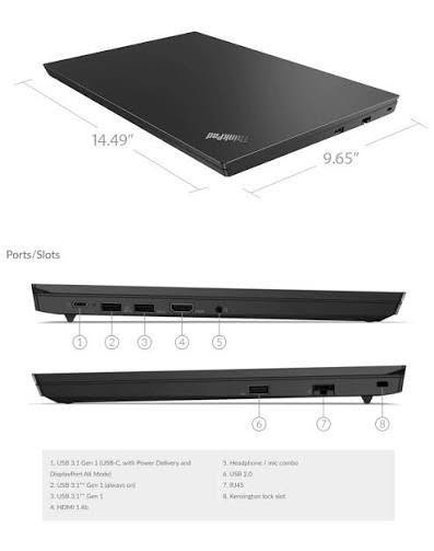 Lenovo ThinkPad E15 Gen 3، ورقمالموديل الظاهر 20YGS02Q0دعم لينوفو +١
المواصفات
القطعة
المواصفات
الموديل
Lenovo ThinkPad E15 Gen 3
المعالج
AMD Ryzen 5 5500U
الأنوية
6 أنوية / 12 خيط معالجة
السرعة
2.1GHz وتصل إلى 4.0GHz
الرام
8GB DDR4، بسرعة 3200MT/s
التخزين
256GB SSD NVMe
كرت الشاشة
AMD Radeon مدمج
الشاشة
15.6 بوصة، Full HD 1920×1080
النظام الحالي
Windows 11 Pro 64-bit
الوزن
حوالي 1.7 كغم
Wi-Fi
Wi-Fi 6
Bluetooth
Bluetooth 5.2
الكاميرا
HD 720p
المنافذ
USB-A، USB-C، HDMI، LAN وغيرها
المعالج Ryzen 5 5500U نفسه يحتوي على 6 أنوية و12 خيطًا، وتصل سرعته القصوى إلى 4GHz، مع Radeon مدمج. 
AMD
الأداء
هذا الجهاز مناسب جدًا لـ:
الدراسة والجامعة والبرامج المكتبية.
التصفح واليوتيوب.
البرمجة.
Photoshop والأعمال الخفيفة والمتوسطة.
تشغيل عدة برامج بنفس الوقت
يجي الجهاز مع الكارتون والشاحن الاصلي بقدرة 65 واط وياتي معه ايضا ماوس وكيبورد لاسلكي وياتي معه ايضا ستاند 
ا
ا
السعر 400.000 مع التوصيل لكافه محافضات العراق رقمي راسلني واتساب وتدلل ***********

نص مكتوب في الصور:
- 1 2 3 4 5 6 7
- 14.49" 9.65" Ports/Slots 1 2 3 4 5 6 7 8 1. USB 3.1 Gen 1 (USB-C, with Power Delivery and DisplayPort Alt Mode) 2. USB 3.1** Gen 1 (Always On) 3. USB 3.1** Gen 1 4. HDMI 1.4b 5. Headphone / mic combo 6. USB 2.0 7. RJ45 8. Kensington lock slot