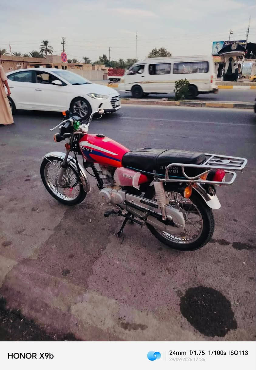 ‏سلام عليكم دراجة  نامه  مديل2025دراجه ٣حرف كهربائي شغله كله مامفتوحه مكان كربلاء مام عون 
***********

نص مكتوب في الصور:
- HONOR X9b
- 24mm f/1.75 1/100s ISO263
- 29/09/2026 17:35
- HONOR X9b 24mm f/1.75 1/100s ISO175 29/09/2026 17:35
- HONOR X9b 24mm f/1.75 1/100s ISO353 29/09/2026 17:36
- HONOR X9b 47mm f/1.75 1/74s ISO100 29/09/2026 17:37
- HONOR X9b 24mm f/1.75 1/100s ISO113 29/09/2026 17:36