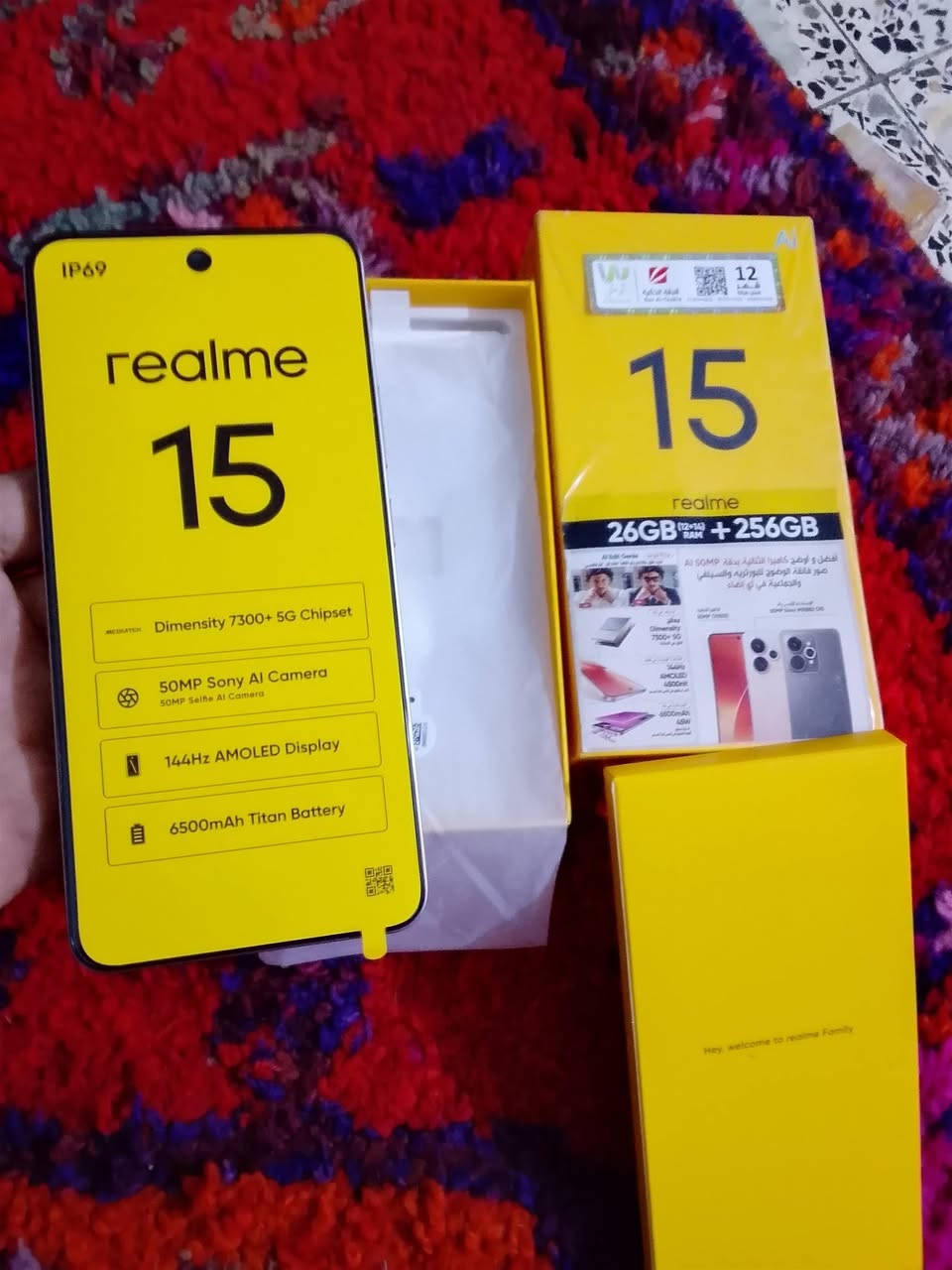 ريلمي 15 5G للبيع فقط توصيل موجود 
مستخدم 4 ايام فقط 
ذاكرة 256+12+14
شاشة 144 هيرتز 
غراضة كاملة كلها مع كفر ولاسق 
السعر 375 بيه مجال 
بغداد مدينة الصدر شارع الاورفلي 
للاتصال ***********
