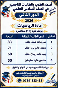 السادس العلمي الخصوصي • مدرس رياضيات • 12 محاضرة
