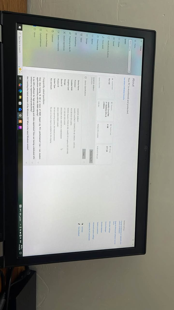 i7-7820HQ • 16 جيجا رام • Quadro P3000