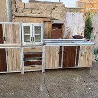 كاونتر المنيوم • سطح مرمر • ارضي ٤قطع