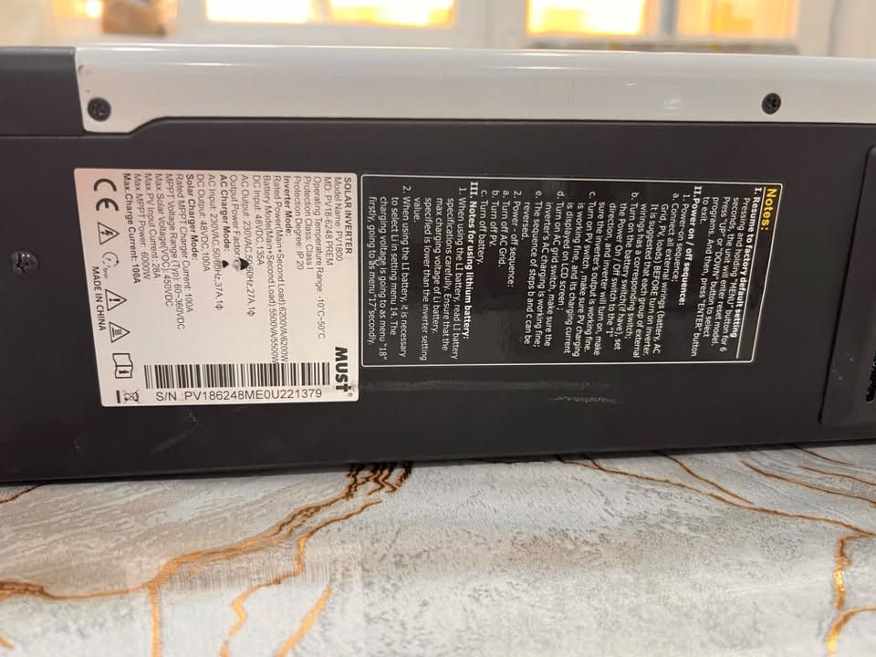 Inverter 6 KW
48 v
يستقبل انواع البطارية نظافة ١٠٠٪؜
سعر ٤٠٠ الف للحجز *********** واتساب
