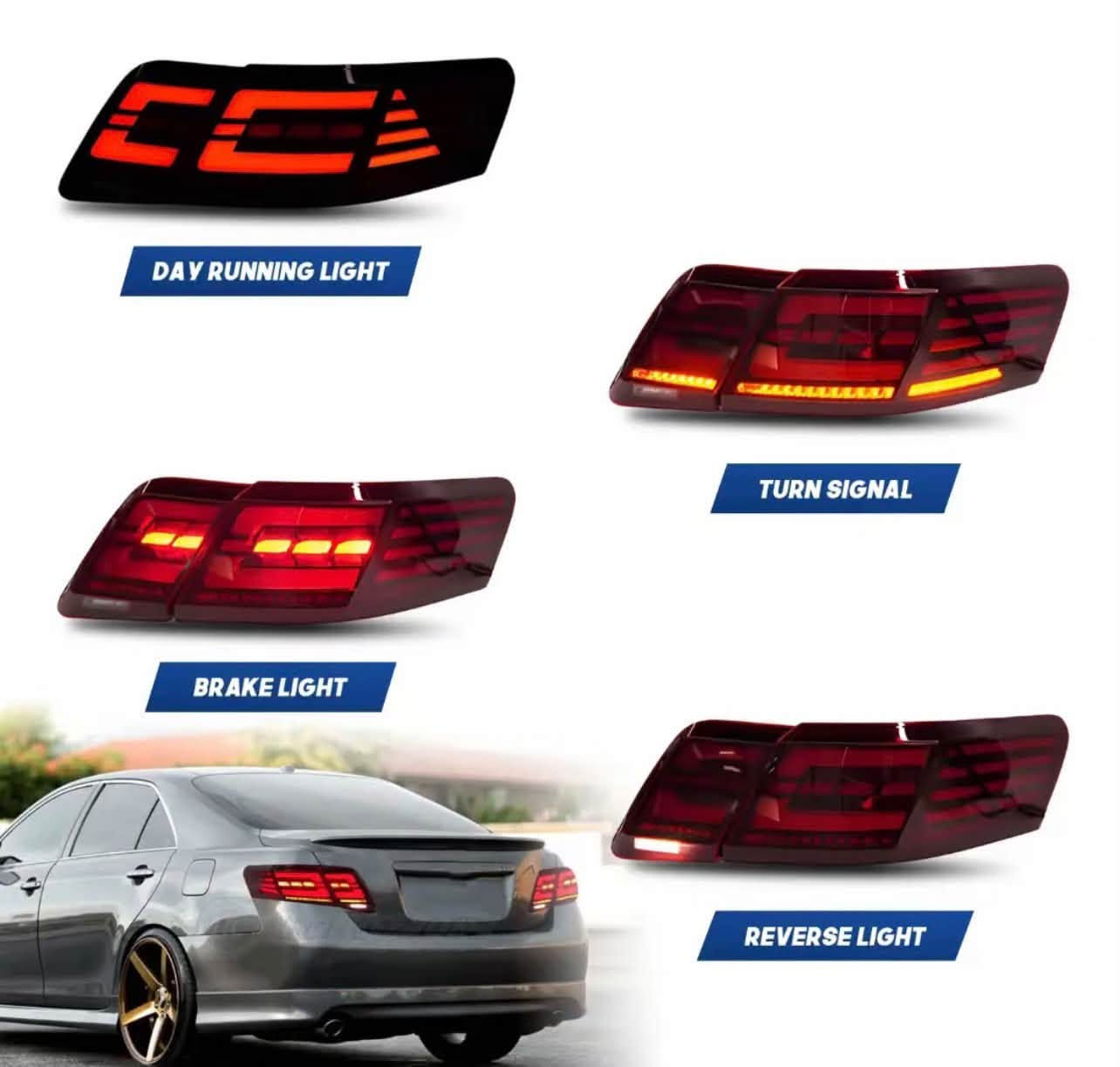 ***********

نص مكتوب في الصور:
- HC HCMOTIONZ
- DAY RUNNING LIGHT
- BRAKE LIGHT
- TURN SIGNAL
- REVERSE LIGHT