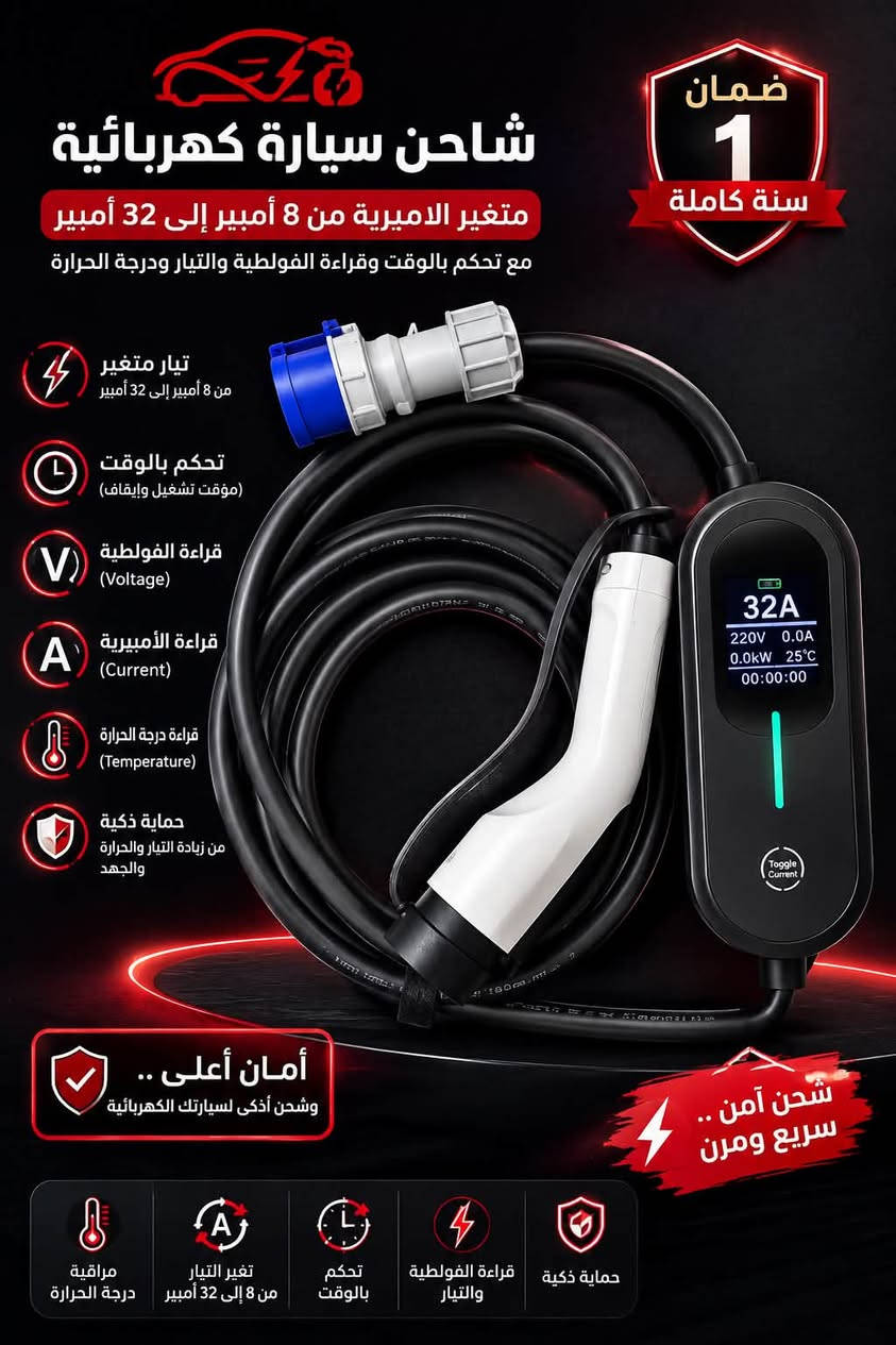 🛑توفر شواحن سيارات لكافة موديلات الـ(BYD) بثلاث اشكال🛑
🛑(الموديل الاول)🛑
شاحن جداري (16A) (32A)  تشغيل عن طريق (الكارت) مزودة بزر طوارىء سمك الكيبل 6mm ضمان لمدة سنة
السعر / 175,الف
خدمة توصيل بغداد مجانا
والمحافظات 5,الاف

🛑(الموديل الثاني)🛑
الجيل الجديد من شاحنات (BYD)
شاحن جداري (16A)  (32A) تشغيل عن طريق (الكارت) مزودة بزر طوارىء سمك الكيبل 6mm ضمان لمدة سنة
السعر / 190,الف
خدمة توصيل بغداد مجانا
والمحافظات 5,الاف

🛑(الموديل الثالث)🛑
شاحن سيارات (BYD) مع امكانية التحكم
بالامبيرية(6A-13A)
والتحكم بوقت الشحن
قراءة الفولطية ودرجة الحرارة والامبيرية
طول الكيبل 5m
سمك الكيبل 2,5mm مع ضمان لمدة سنة
السعر / 125,الف

🛑(الموديل الرابع)🛑
شاحن سيارات (BYD) مع امكانية التحكم 
بالامبيرية (8A-32A)
مع امكانية التحكم بوقت الشحن
قراءة الفولطية ودرجة الحرارة والامبيرية
طول الكيبل 5m 
سمك الكيبل6mm 
مع ضمان لمدة سنة كاملة
السعر / 145,الف

🛑العنوان / بغداد / الاعظميه / شارع الظباط🛑
خدمة توصيل بغداد مجانا
والمحافظات 5,الاف
للاستفسار (***********)
