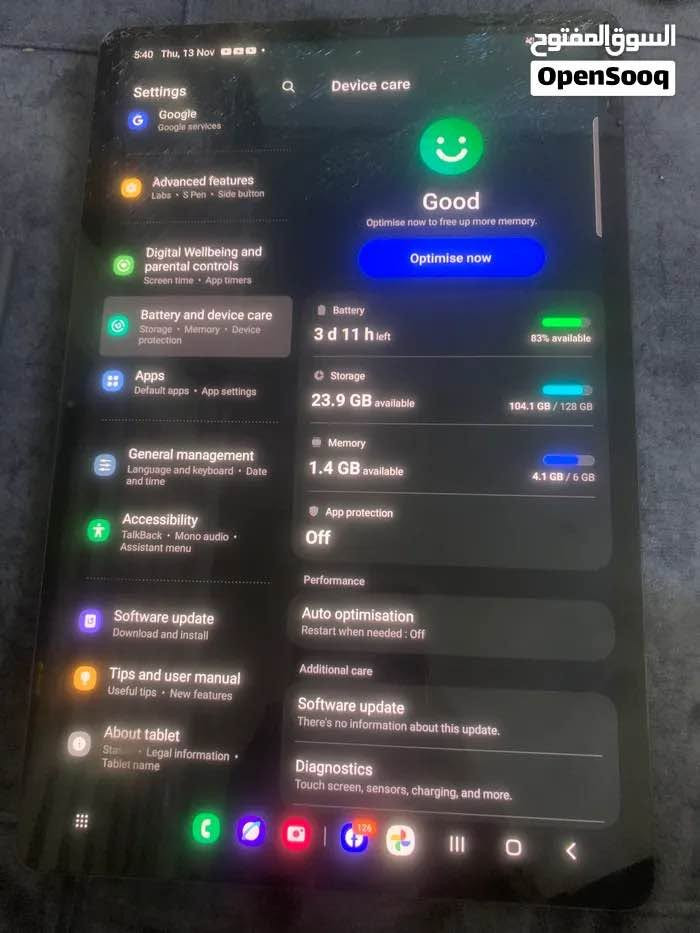 سامسونج كلاكسي تاب Galaxy Tab S7+ 128 giga يوجد فيها كسر قديم في الزجاجة الأمامية لا يوثر على اللمس كما ظاهر في الصور  مع القلم الأصلي وكفر دفتري جلد اصلي لا يوجد كارتون أو شاحن الرام ٦ السعر 220 الف دينار وبيها مجال قليل رقمي *********** اي سوال اتصل واني بالخدمة… تحياتي للجميع بغداد, العراق

نص مكتوب في الصور:
- السوق المفتوح OpenSooq