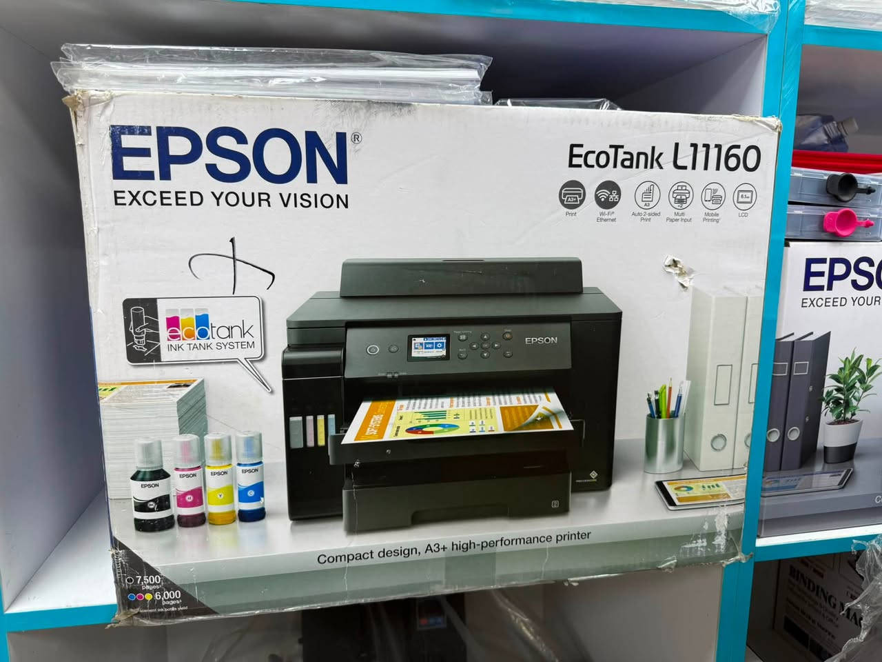 طابعة أيبسون موديل l11160 

طابعة أنتاجية وعملية للكميات 

سرعة الطباعة 25 صفحة بالدقيقة 

ملون وعادي 

وتعتبر من الطابعات خارقة الأداء ومصممة خصيصاً للشركات والمكاتب التي تحتاج إلى طباعة مستمرة وبأحجام كبيرة

تدعم أحجام الورق الكبيرة حتى مقاس A3+

دعم الطباعة الأوتوماتيكية على الوجهين لمقاسات A4 و A3

دقة الطباعة: تصل إلى 4800 × 1200 DPI لضمان نصوص حادة وألوان واضحة

سعة درج الورق: سعة ضخمة تصل إلى 550 ورقة (مقسمة على درجين أماميين سعة كل منهما 250 ورقة مقاس A3، وتغذية خلفية سعة 50 ورقة).

أوزان الورق: قوية جداً وتتحمل طباعة ورق سميك يصل حتى 300 غرام

تدعم الـ Wi-Fi، والـ Wi-Fi Direct، وشبكة Ethernet (LAN)، بالإضافة إلى منفذ USB التقليدي.

تتيح لك الطباعة المباشرة من الأجهزة الذكية والأجهزة اللوحية عبر تطبيقات إبسون المجانية

مجهزة بشاشة LCD ملونة بمقاس 6.1 سم لتسهيل ضبط الإعدادات.

مـركـز رائـد الـمُـلا

بـغـداد الـكـرادة خـلـف بـدالـة الـعـلويـة

أي استفسار عن الاسعار والصيانة وقطع الغيار 
يرجى التواصل معنا عن طريق الاتصال او مراسلتنا واتساب
***********
***********

متوفر خدمة توصيل لكل المحافظات
