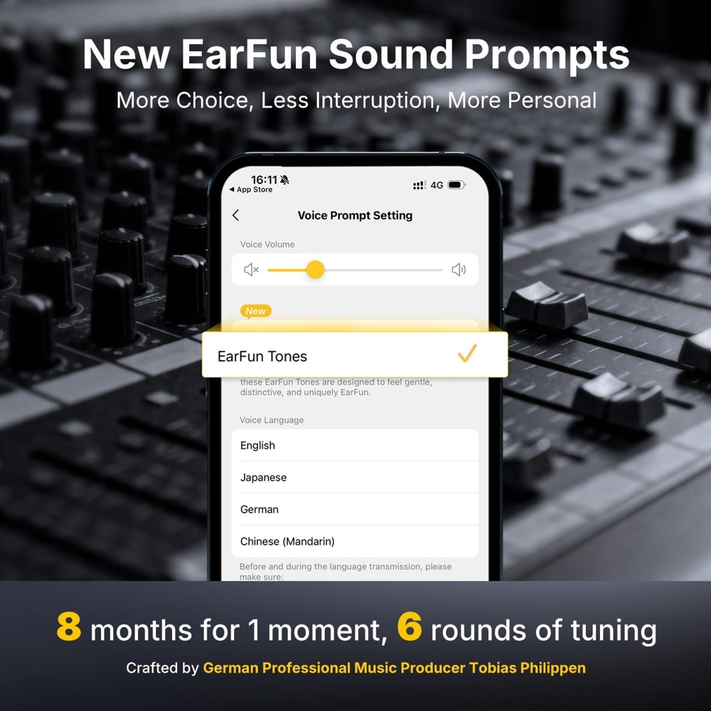 🎧🔥 EarFun Air Pro 4 – صوت عالي الدقة وتجربة لاسلكية متطورة 🎶

استمتع بصوت نقي وعزل ضوضاء قوي مع تقنيات متقدمة تناسب الموسيقى، المكالمات وحتى الألعاب. ⚡

🌟 أبرز المميزات:
🔹 إلغاء ضوضاء تكيفي ANC حتى 50dB 🔇
🔹 دعم Hi-Res Audio + LDAC + aptX Lossless 🎵
🔹 معالج Qualcomm QCC3091 + Snapdragon Sound ⚡
🔹 6 ميكروفونات مع تقنية AI وcVc 8.0 للمكالمات 🎙️
🔹 بطارية تصل إلى 52 ساعة مع علبة الشحن 🔋
🔹 شحن سريع + دعم الشحن اللاسلكي ⚡
🔹 اتصال بجهازين في نفس الوقت Multipoint 📱💻
🔹 مقاومة للماء IPX5 💦
🔹 وضع Gaming بزمن استجابة منخفض 🎮

💥 صوت نقي + ANC قوي + بطارية طويلة = تجربة صوت متكاملة!

📲 للطلب والاستفسار عبر واتساب:
***********

🚚 توصيل إلى كافة محافظات العراق 🇮🇶