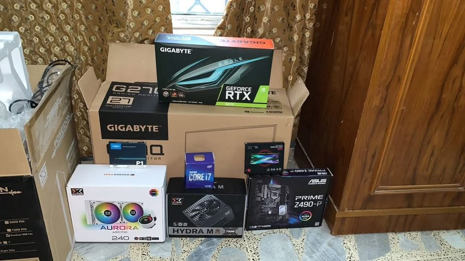 سلام عليكم
Cor i7 10700
Z490 ASU's prime motherboard
Ram 32GB 3600 DDR4| RTX 3070 gigabytes 8GB
power supply 850 w gold
500gb m.2
Hdd 1Tb
Xigmatic water cooler 240mm
Case xigmatic midtower
وياه شاشه gigabyte 2K
144hz 
IPs 
1ms
مستعمله 1400 وبي مجال 
مكاني بغداد الكرخ 
*********** الي عاجبته يراسلني واتساب او يعلق واني ادخله
